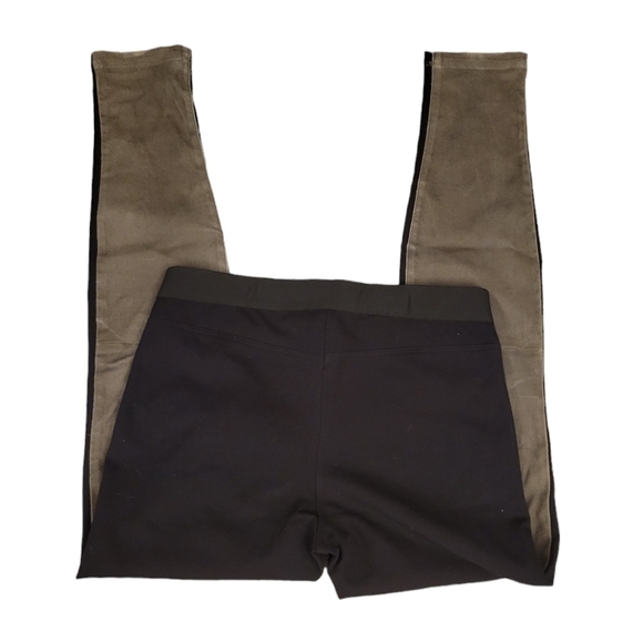 Theory 'Cullen' Lamb Leather and Twill Knit Pants Women's Size 10 Suede Leggings - Picture 9 of 12